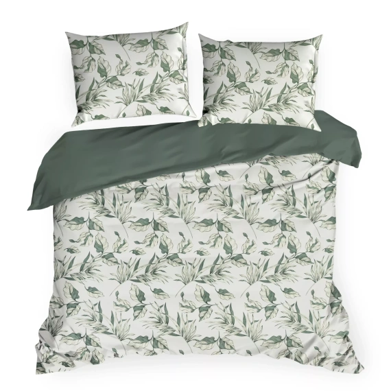 Pościel kwiatowa Donna Design 91 dwustronna miękka z zamkiem elegancka zielona