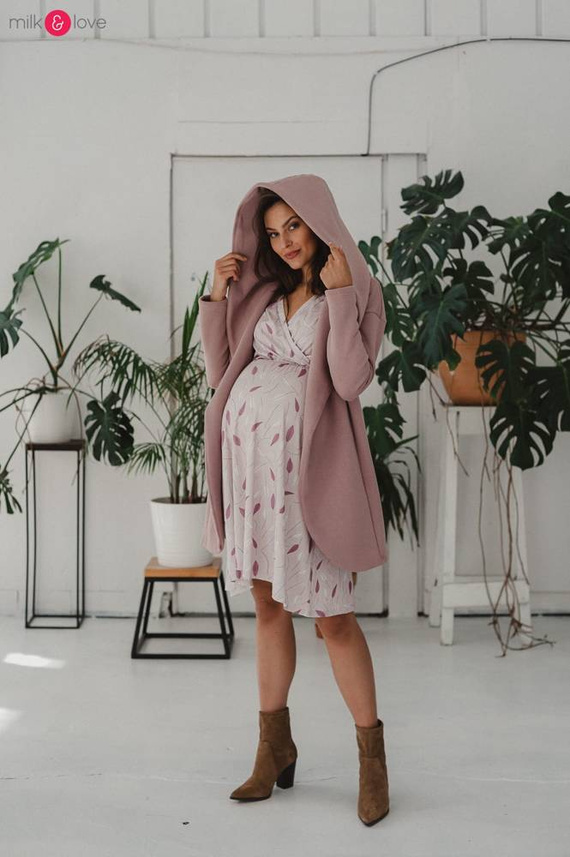 Two Ways MIDI Sukienka ciążowa i do karmienia Milk&Love granatowa w listki