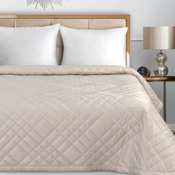 Ria 6 Narzuta welurowa dekoracyjna na łóżko Eurofirany kremowy