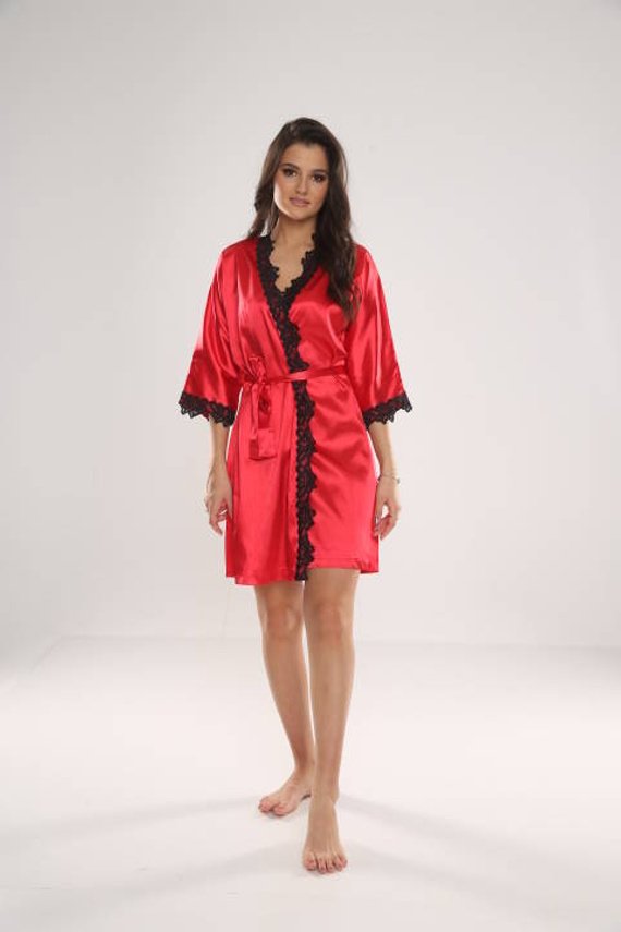929 Kleoree Szlafrok damski De Lafense - czerwony