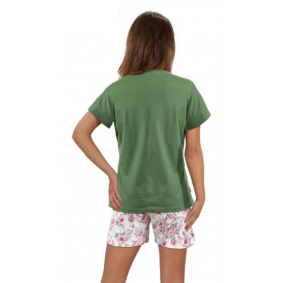 2508/11 Piżama damska Sesto Senso zielony róże