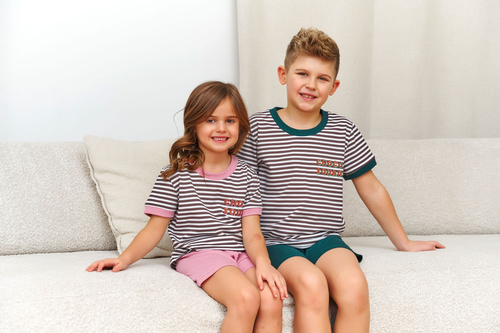 Piżama dziecięca 7405 Doctor Nap bawełna wygodna oddychająca-choco green