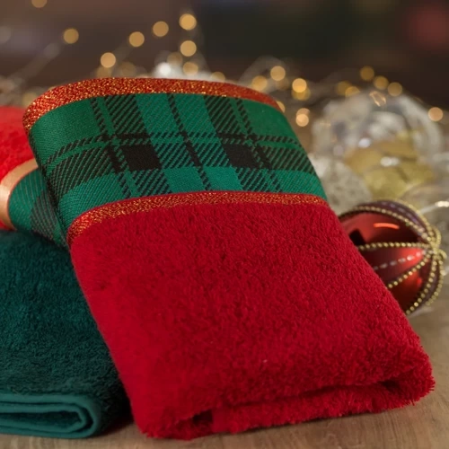 Cherry 01 ręcznik świąteczny w kratkę Eurofirany bordowy