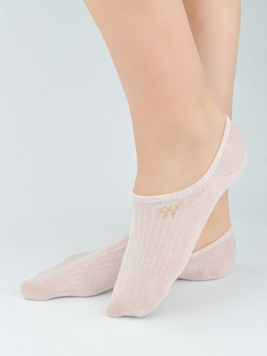 Baleriny damskie Noviti ST097 bawełniane prążkowane ozdobny haft mix kolor