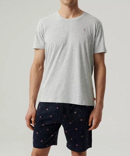 NMP-384  Piżama męska krótki rękaw, Atlantic-szary granatowy