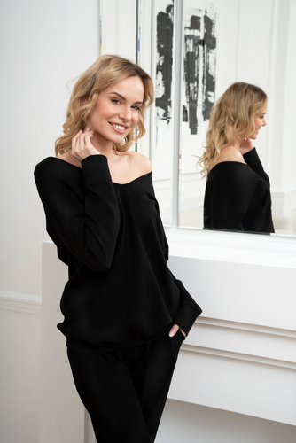 Karina Komplet Damski długi rękaw, spodnie Italian Fashion - czarny