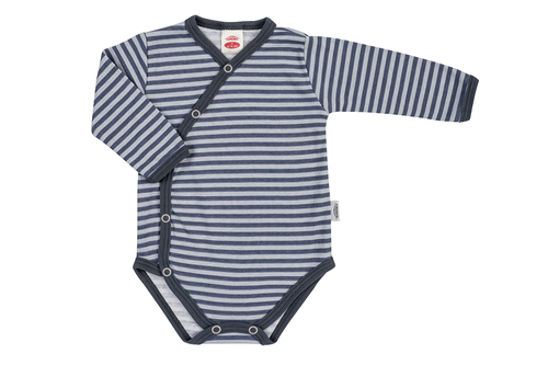 0327N "Strip Types" Body dzidziuś z długim rękawem Makoma niebieski