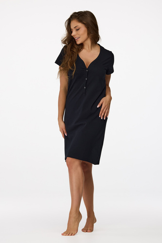 no. 17 Koszula nocna ciążowa Senizo czarny– bawełna 100%, krótki rękaw, napy do karmienia