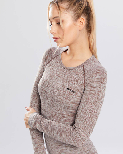 Melange Rashguard bluzka damska długi rękaw Spaio coffee
