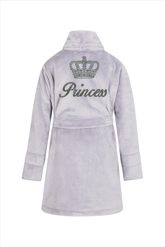 Princess + korona Szlafrok dziecięcy polarowy ByShelly - szary/srebrny