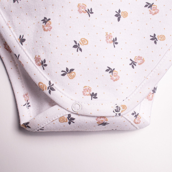 220094 Body bawełniane dla dziewczynki, krótkie rękawy, kwiatowy nadruk – Nicol