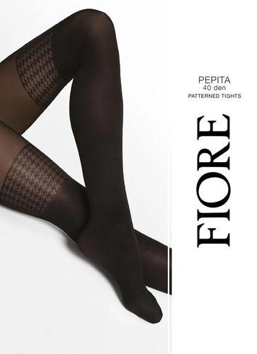 Fiore G6140 Pepita Black Rajstopy 40 DEN Imitujące Pończochy Pepitka