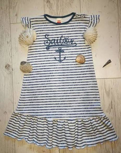 40226P "BLUE SEA" Sukienka z falbanką Makoma paski