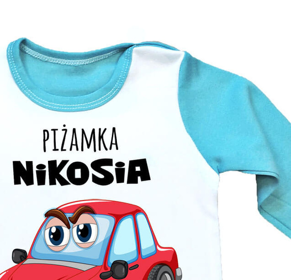 Piżamka dziecięca SAMOCHODZIK z imieniem Moocha 