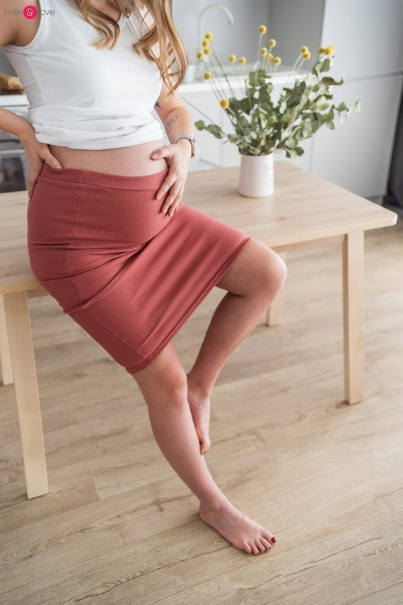 Spódnica ciążowa Tummy z dzianiny w prążki Milk&Love mięta