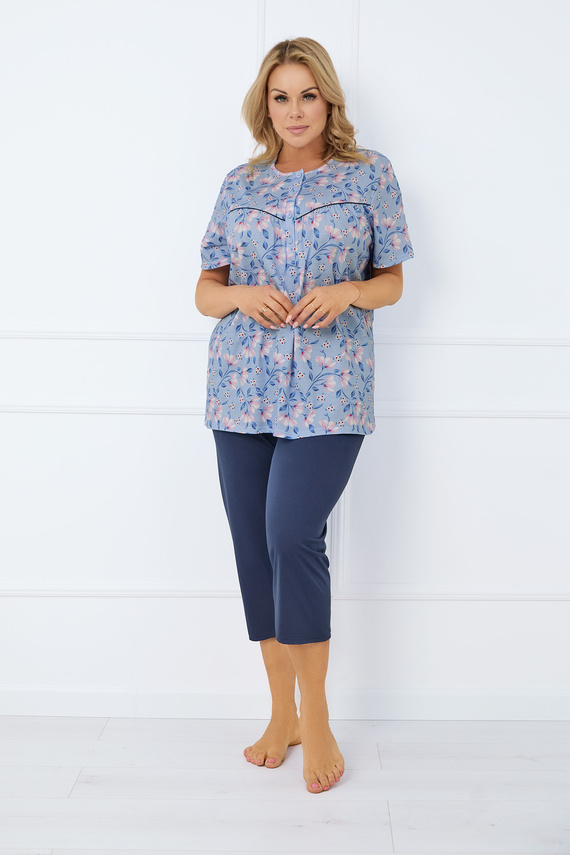 Facelia Piżama Damska krótki rękaw, 3/4 spodnie Italian Fashion - druk/granatowy 