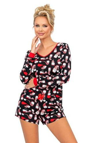 Santi II 1/2  Piżama Damska Donna - czarna