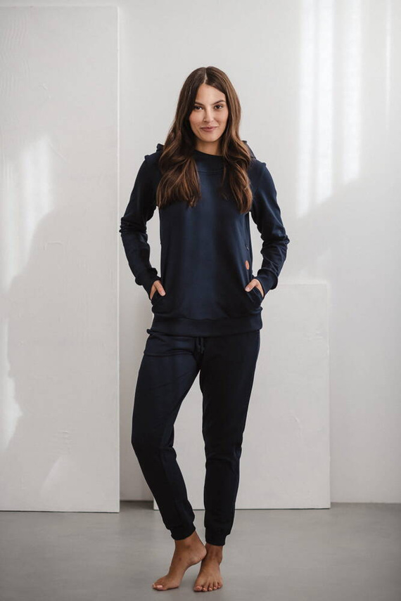 Milk Please bluza do karmienia Milk&Love z kapturem granatowy