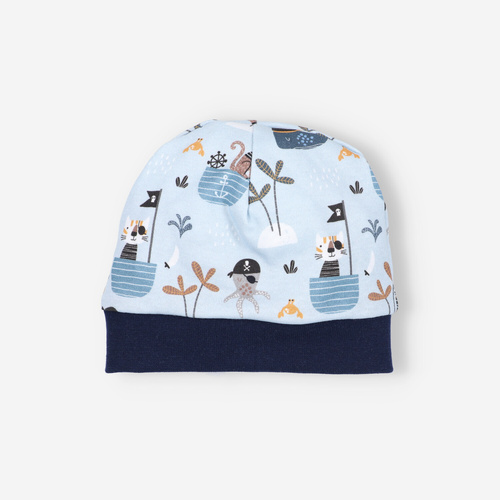 ABK-0041/LOD Piraci Komplet niemowlęcy z bawełny organicznej Nini granatowy