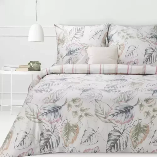 Sara 26 Pościel bawełniana Liście Eurofirany szary