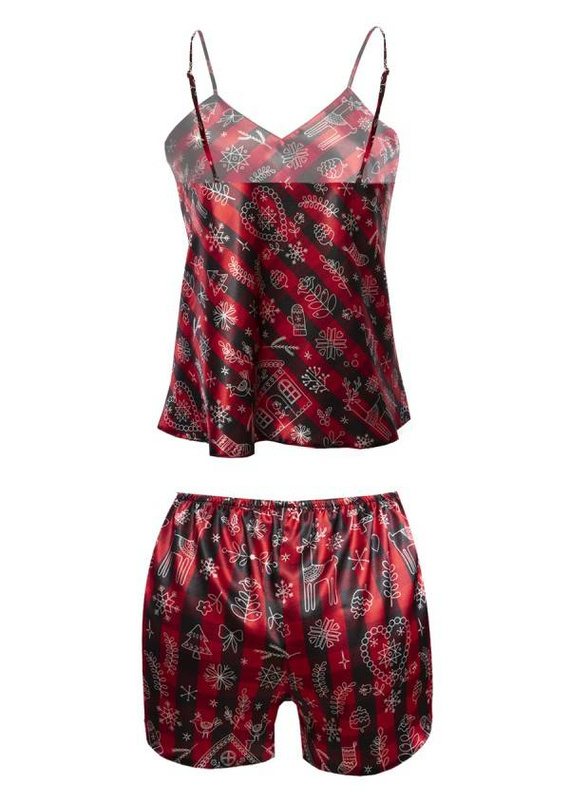 DK-KK Christmas Komplet Damski Piżama DKaren - czerwony 012