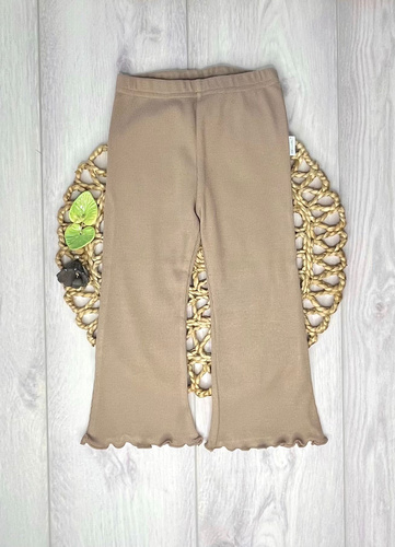 Legginsy prążek dzwony Mamatti  LJ816 97% bawełna elastyczne - latte brąz 