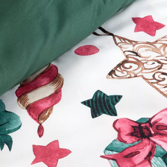 Ribeno Pościel świąteczna kokardki z mikrowłókna Eurofirany zielony