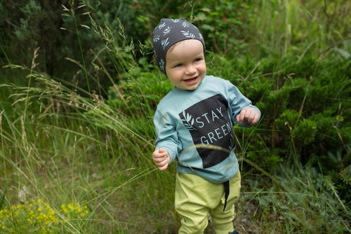 Czapka niemowlęca "Stay Green" Pinokio - grafit druk