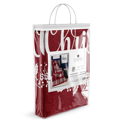 103 JB Koc świąteczny z frędzlami Merry Christmas Detexpol czerwony