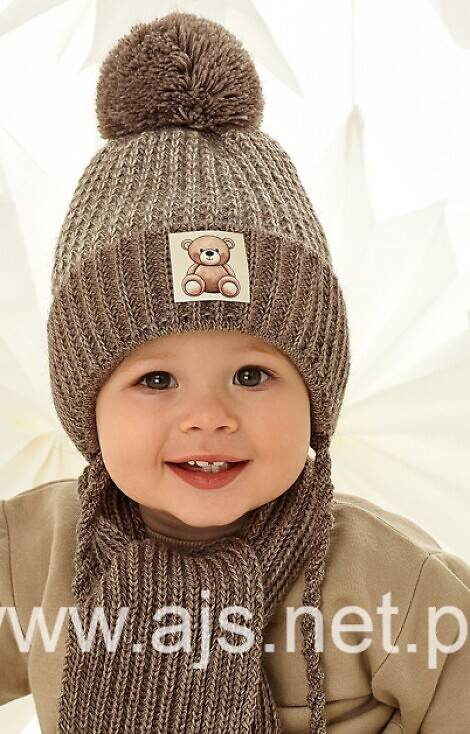 48-318 Komplet czapka+golf AJS beżowy melanż