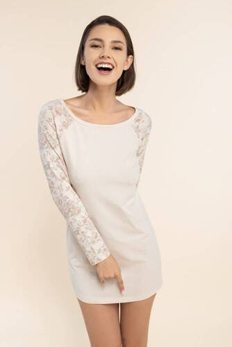 36 Koszula damska basic Bonamera beżowy kwiaty