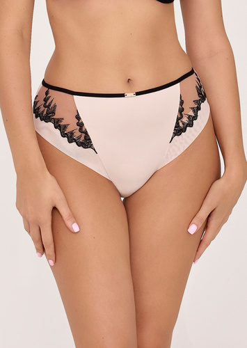 Figi Ava 2238 Champagne – beżowe, haft, siateczka, komfort dopasowania