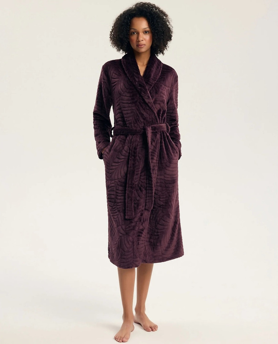 Henderson Gata 45414 Szlafrok Damski Dark Violet Miękki z Kieszeniami