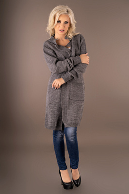 Elwiran Sweter, kardigan damski Merribel - dark grey