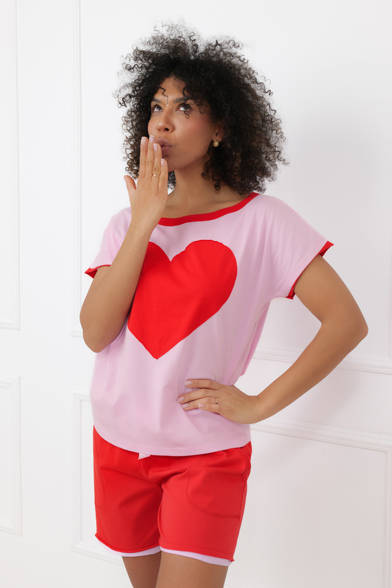 Piżama Sabrina Italian Fashion 100% bawełna – krótki rękaw, szorty- różowa