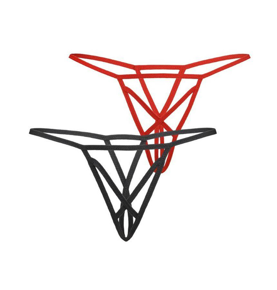 3113-2 Mendi Stringi z otwartym krokiem 2-pack Teyli black-red