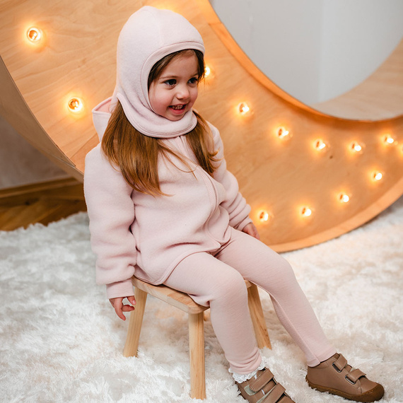 Kurtka dziecięca merino Eevi 100% wełna ciepła oddychająca- różowy