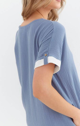 133 Koszula nocna muślinowa Cana- niebieska