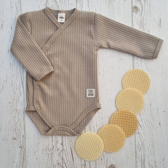 03249S "Natural Waffel" Body baby z długim rękawem Makoma stone 
