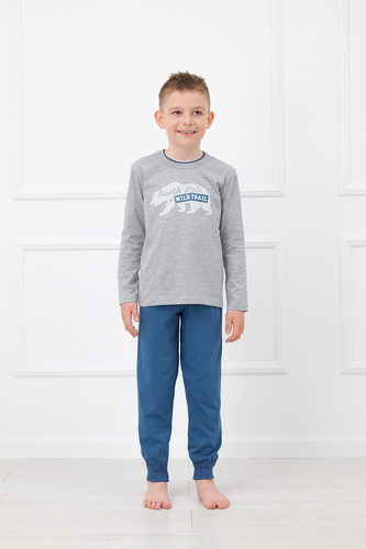 Piżama Chłopięca Italian Fashion Kasim 100% Bawełna Długa- melange