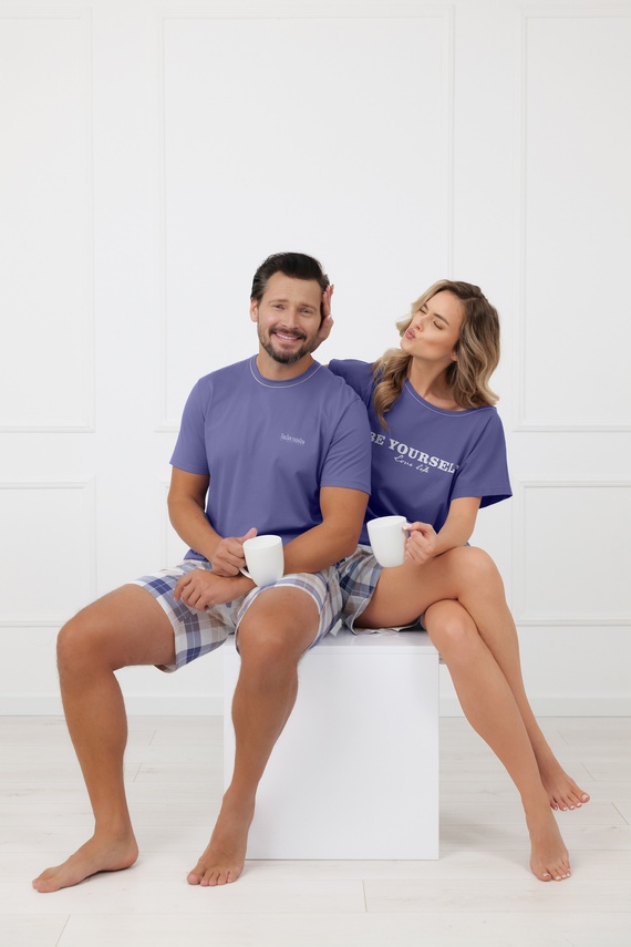 Piżama damska Rima Italian Fashion 100% bawełna krótki rękaw szorty-jeansowa