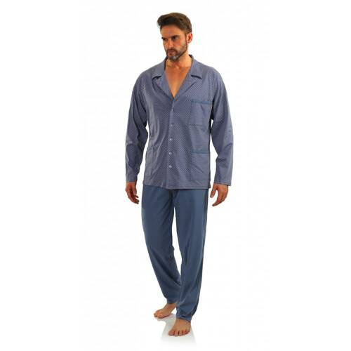 Rozpinana piżama męska długi rękaw Sesto Senso - kotwiczki jeans