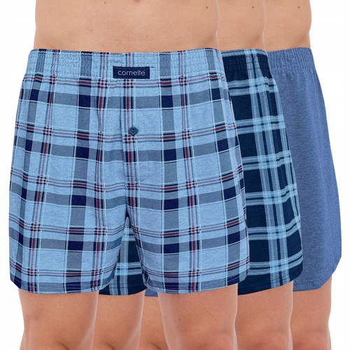 945/05 Bokserki męskie Cornette – 3-pak bawełniany, szary/granatowy