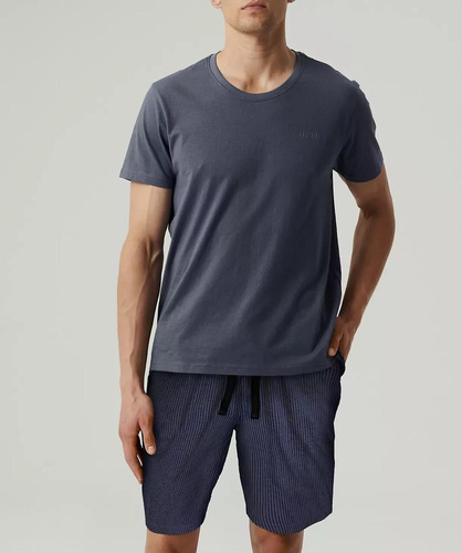 Atlantic NMP-381 męska piżama letnia bawełna peach effect niebieska