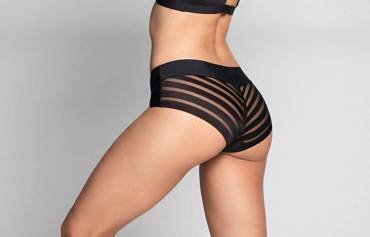 L-POL 5011 MS-02 Szorty Damskie Laser Cut Lama czarny