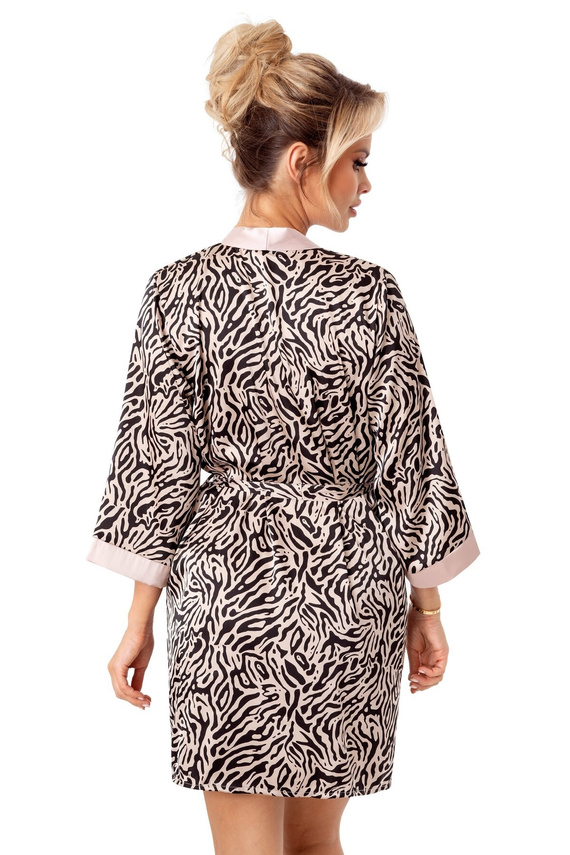 Sheila Szlafrok  Donna beżowy – satynowy, elegancki szlafrok damski z paskiem