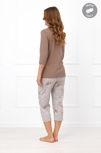 Italian Fashion Filomena Piżama damska Mega Soft 3/4 koty kieszenie