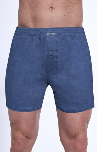 945/09 Bokserki męskie Cornette – 3-pak bawełniany, turkus/granat/kratka