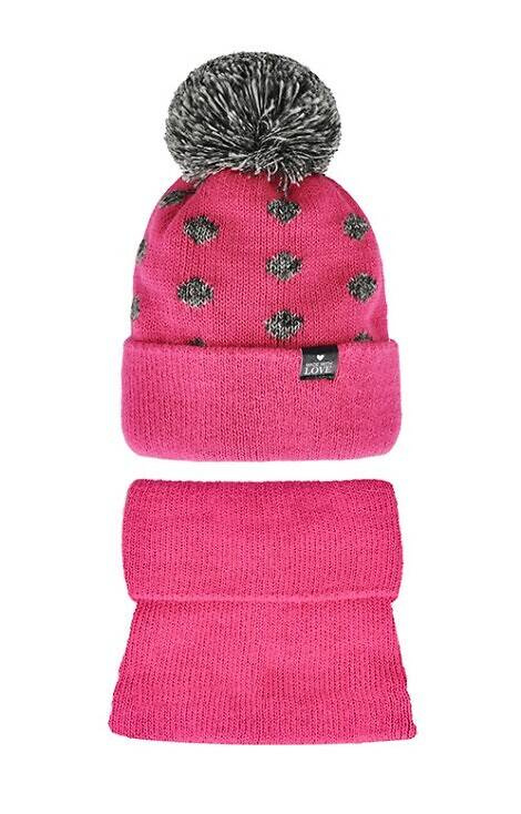 48-364 Komplet czapka+golf AJS amarantowy