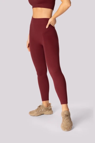 Ribbed legginsy damskie prążek Mona burgund